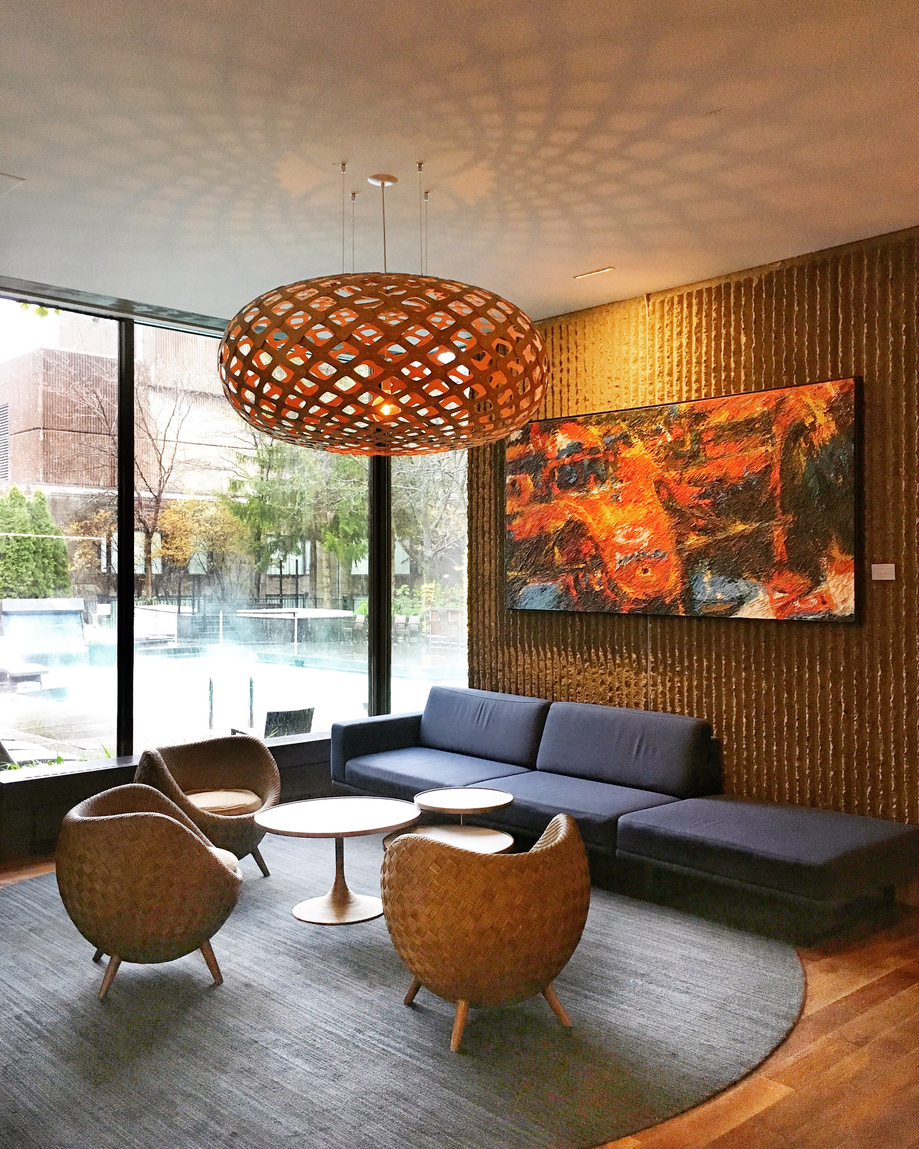Interior lobby seating area of Hotel Bonaventure in Montreal