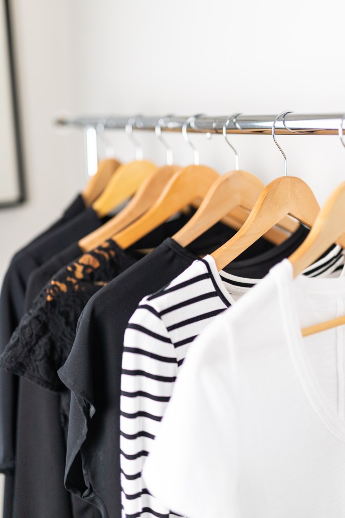 clothing on a clothing rack